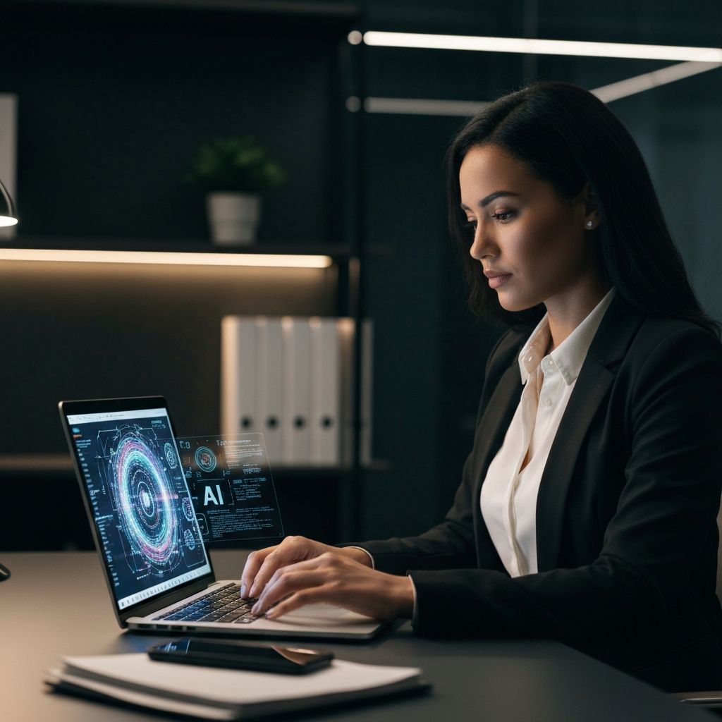 Kobieta pracująca z AI